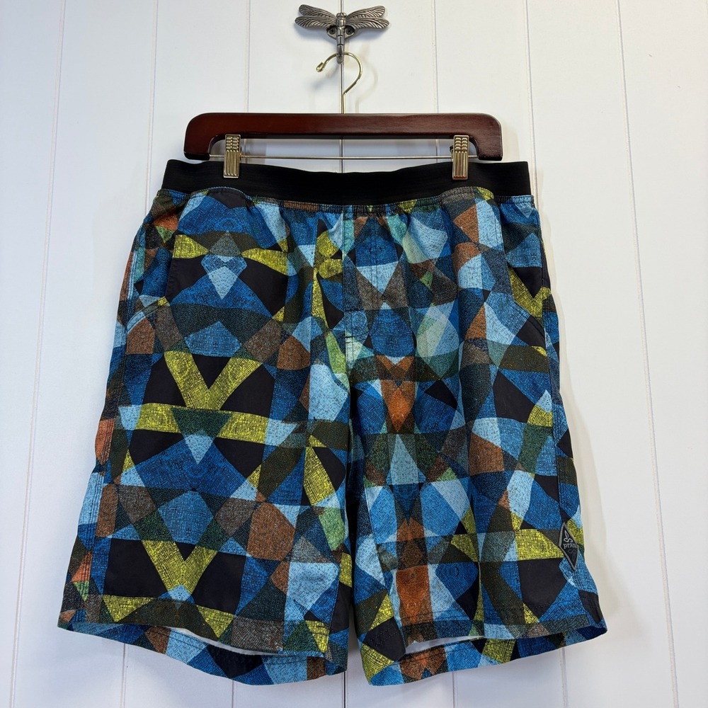 Prana Outdoor Geometric Athletic Board Shorts Men Size L Beach Summer Vacation